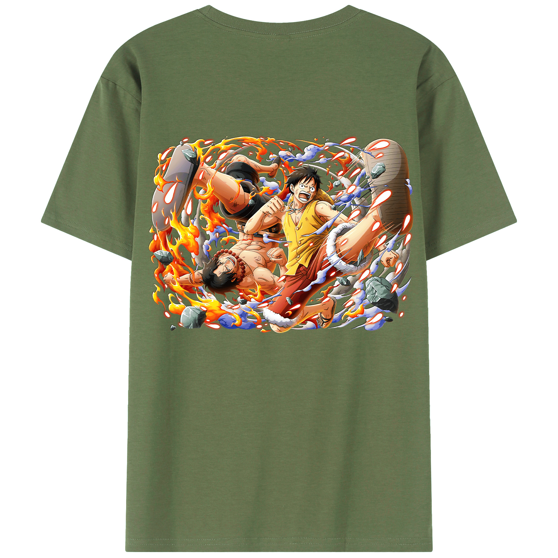 ワンピース モンキー・D・ルフィ ONE PIECE Monkey D. Luffy 綿100％ メンズ半袖Tシャツ（バックプリント） 通気性